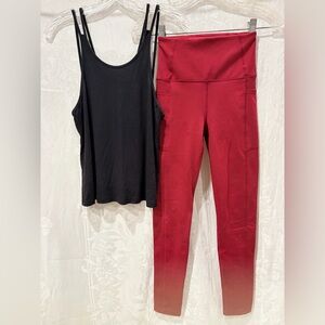CARBON38 Black Cami Top $78 & Burgundy Leggings XS $100